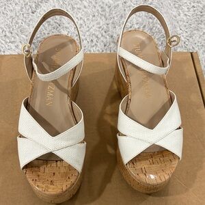 Stuart Weitzman White Wedge Sandals
